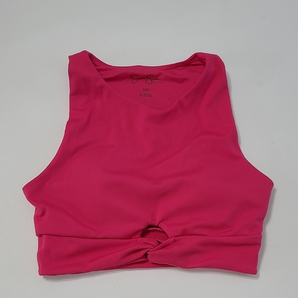 Jessica Simpson High Neck Fuchsia/Hot Pink Sports Bra size Small